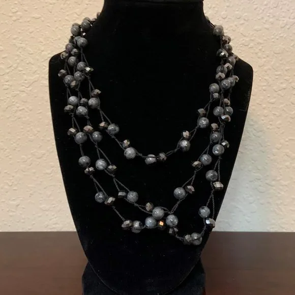 J. Jill Blue/White Swirl Bead 3-Strand Necklace - Picture 7 of 7